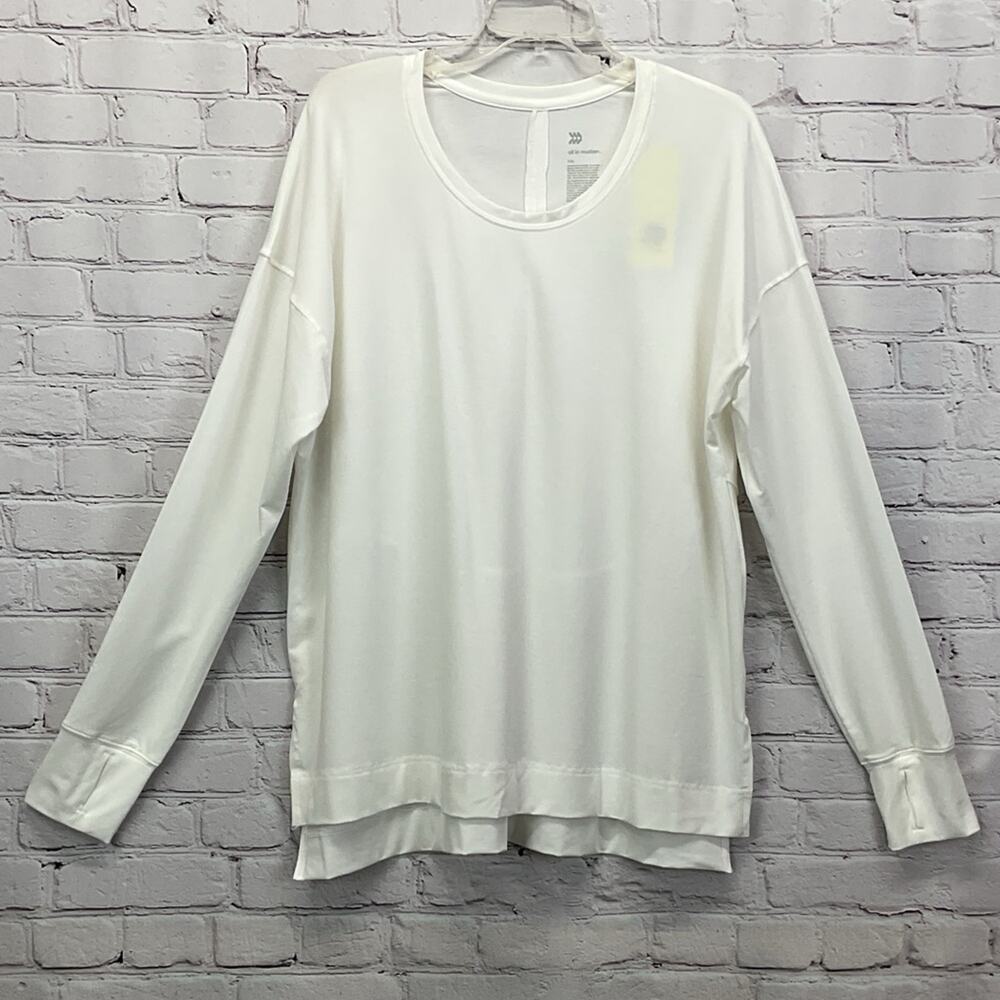 All in Motion Pullover Top Women's Size XXL White Athleisure Thumb Hole Relaxed